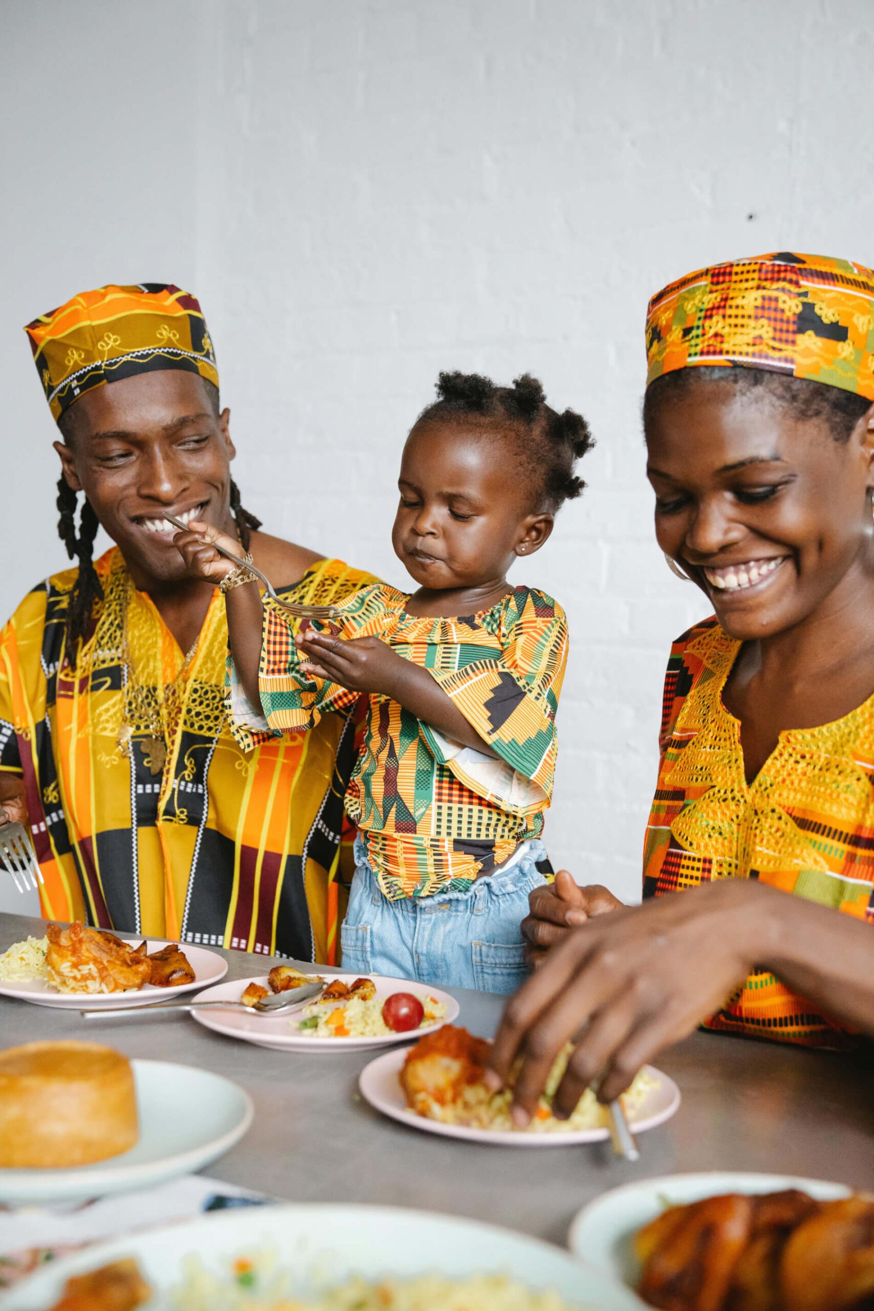 African couple having breakfast together